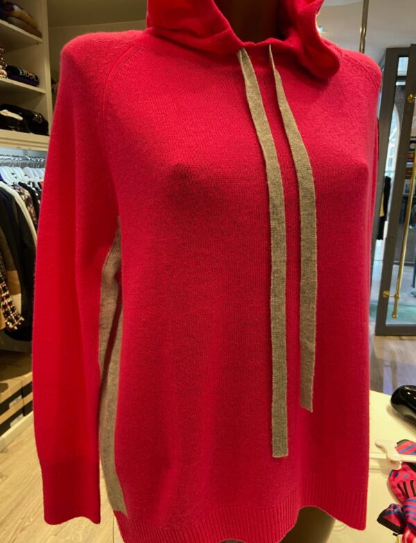 Pull rose fluo bandes grises 