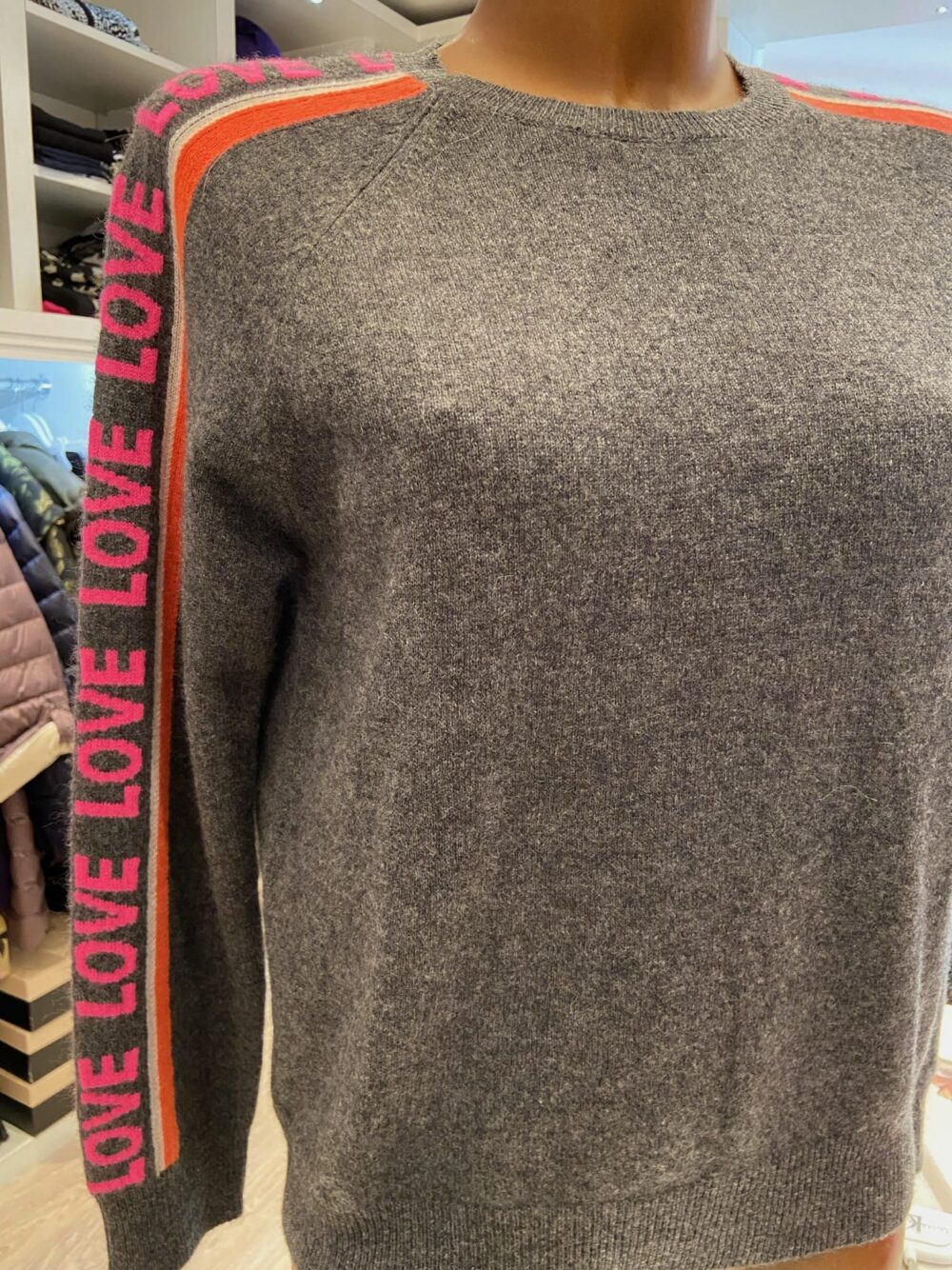 Pull gris bandes fluorescent