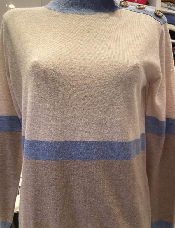 Pull beige et bleu