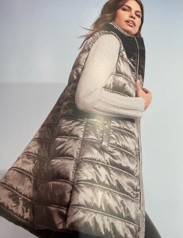 Doudoune longue sans manches grise