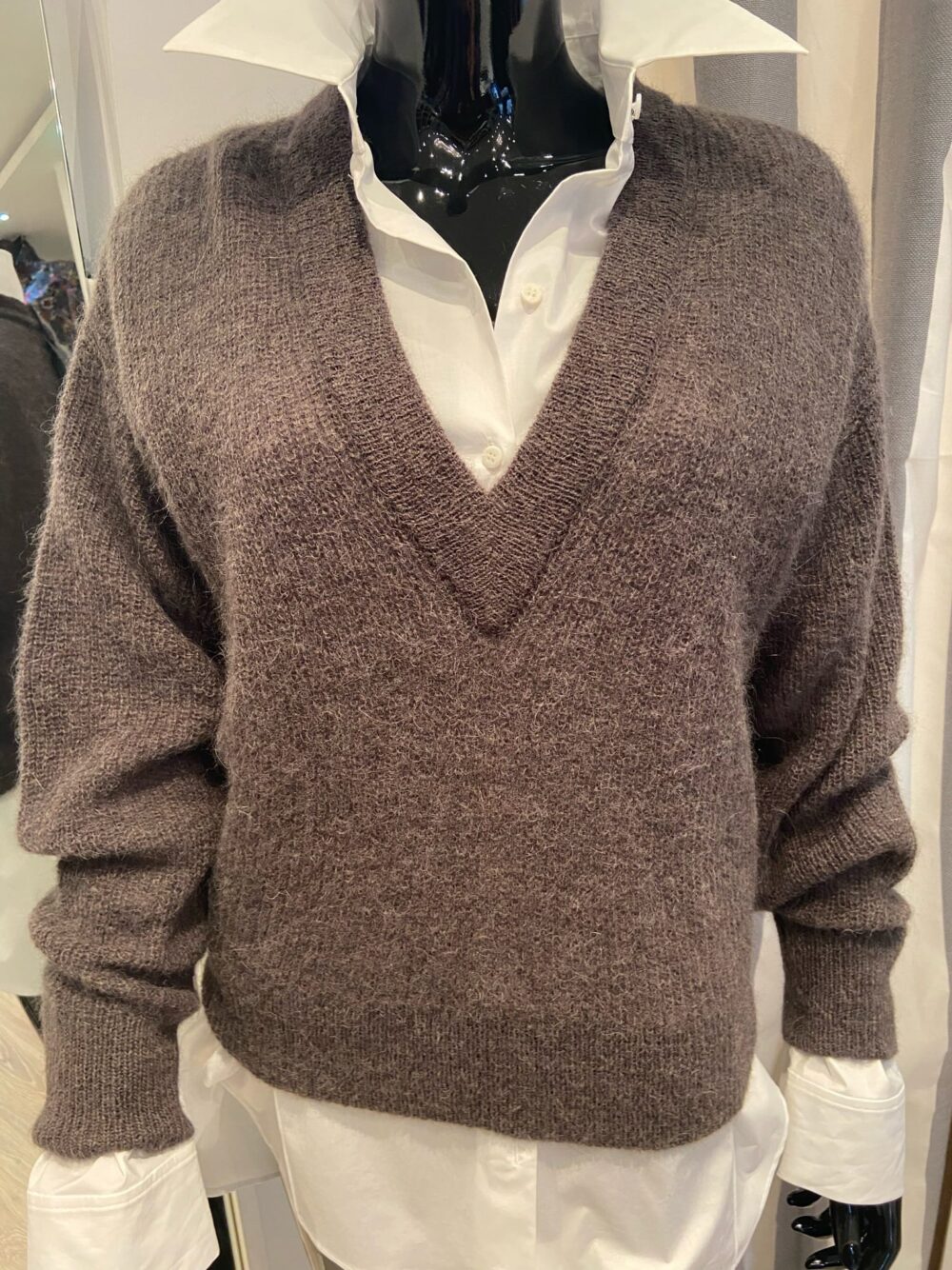 Pull mohair gris ardoise 