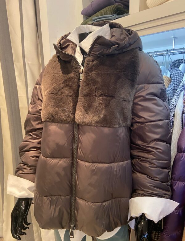 Blouson ardoise duvet et fausse fourrure 