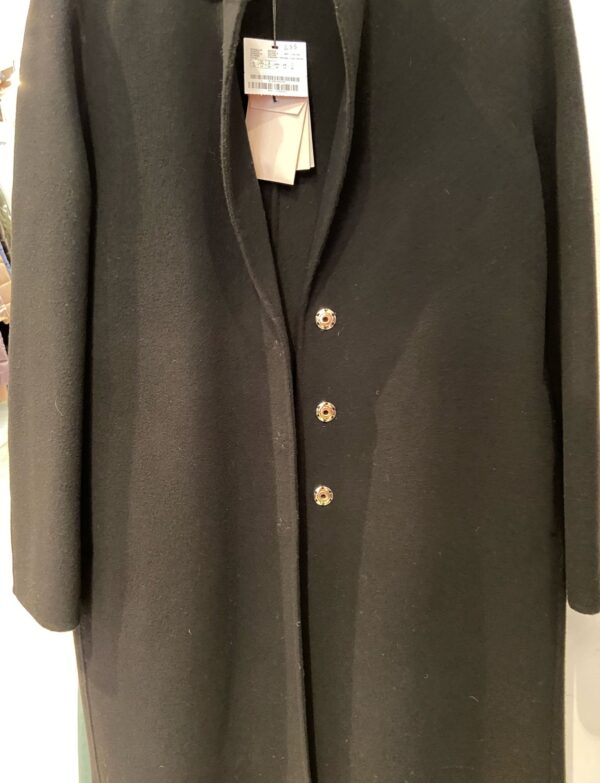 Manteau noir pur laine trois quart 