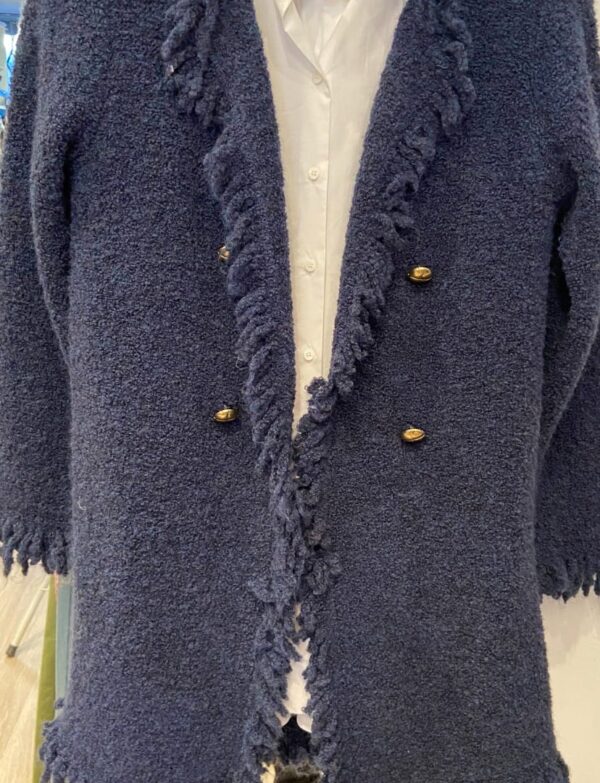 Trois quart bouclette bleu marine bord à bord