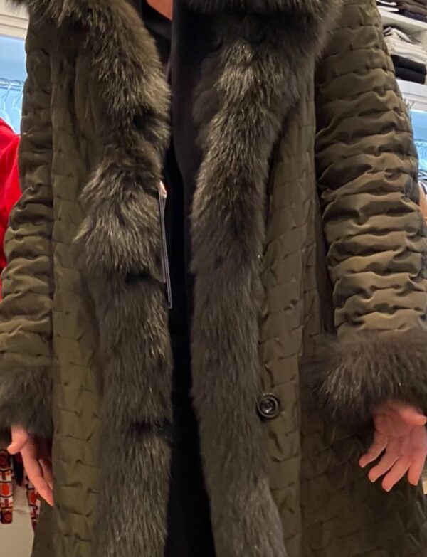 Manteau long réversible kaki