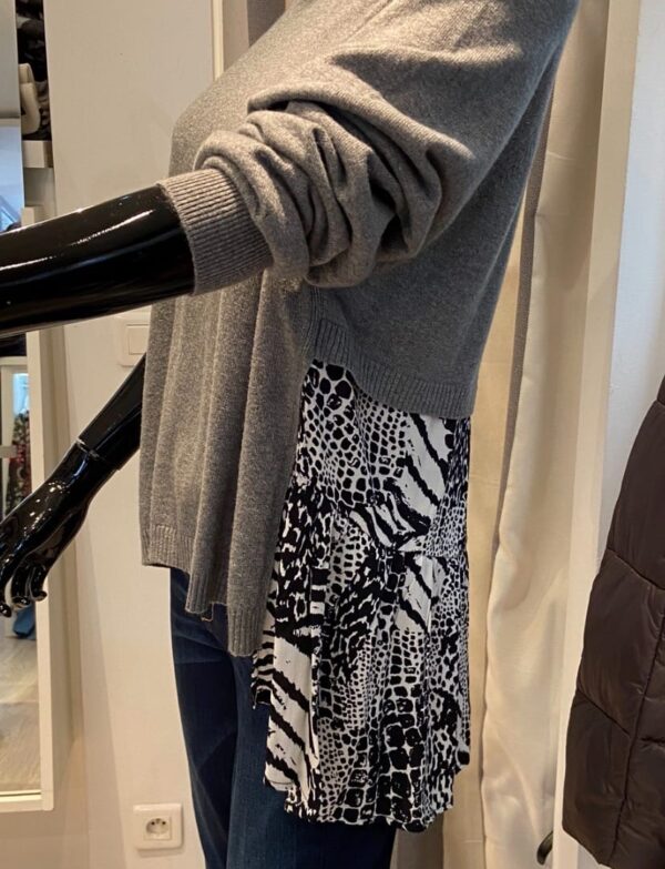 Pull avec fausse chemise gris